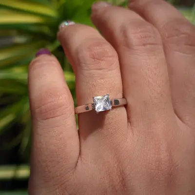 Square Cushion Lab Grown Diamond Solitaire Ring