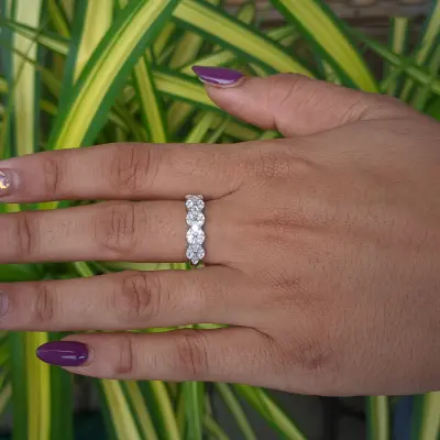 Marquise Cut Lab Grown Diamond Three Row Half Eternity Band