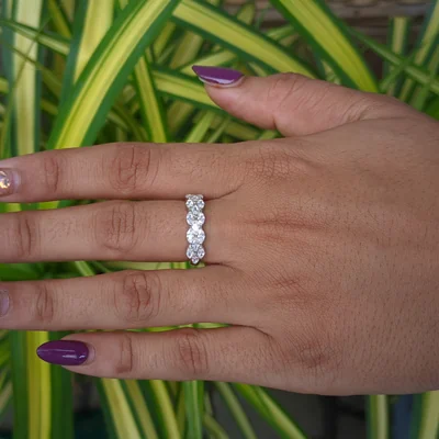 Marquise Cut Lab Grown Diamond Three Row Half Eternity Band