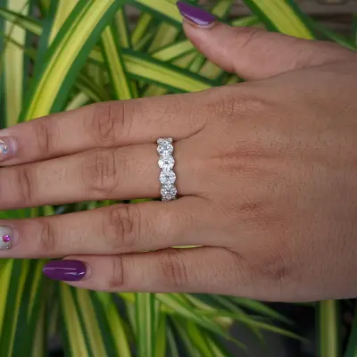Marquise Cut Lab Grown Diamond Three Row Eternity Wedding Band