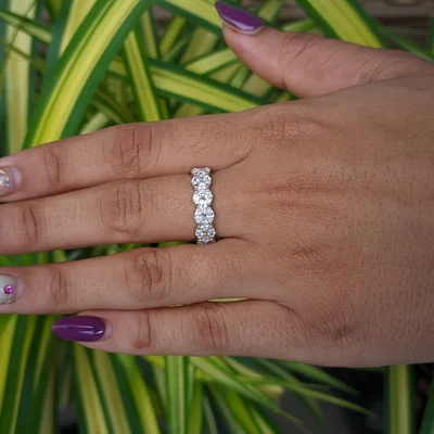 Marquise Cut Lab Grown Diamond Three Row Eternity Wedding Band