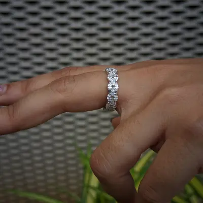 Marquise Cut Lab Grown Diamond Three Row Eternity Wedding Band