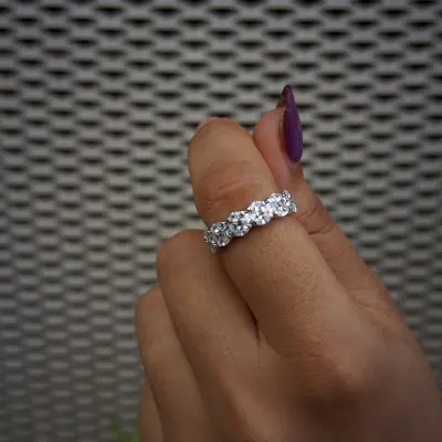 Marquise Cut Lab Grown Diamond Three Row Eternity Wedding Band