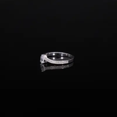 Pear Cut Lab Grown Diamond Accent Ring