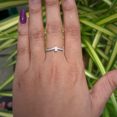Pear Cut Lab Grown Diamond Accent Ring