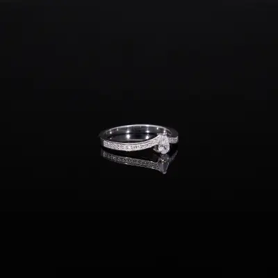 Pear Cut Lab Grown Diamond Accent Ring