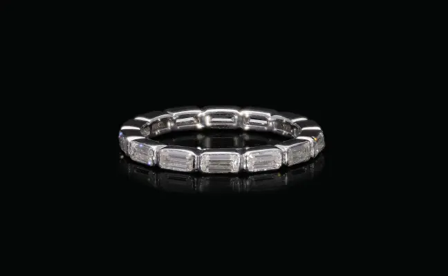 Emerald Cut East-West Wedding Band