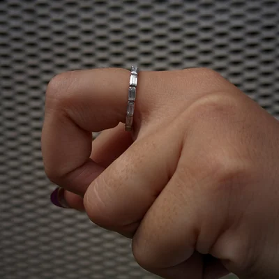 Emerald Cut East-West Wedding Band