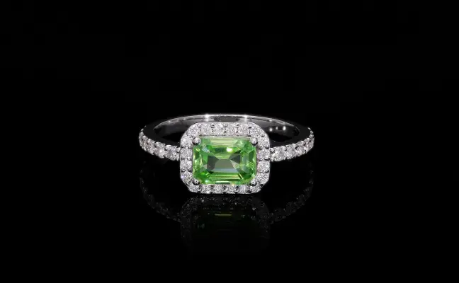 Peridot Diamond Halo Ring for Her