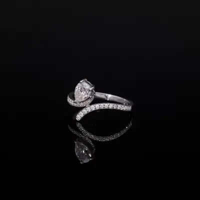 Pear Cut Bypass Shank Solitaire Ring