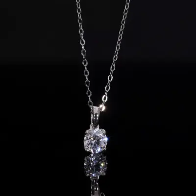 Round Solitaire Lab Created Diamond Pendant