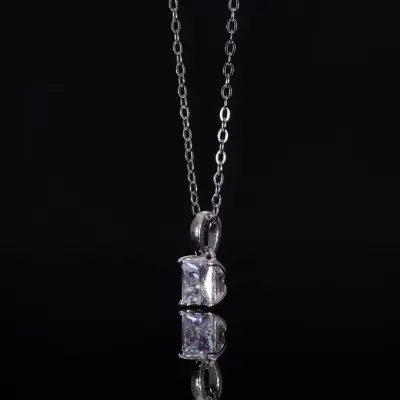 Princess Cut Lab Grown Diamond Solitaire Pendant