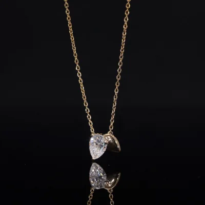 Lab Grown Diamond Pear Cut Solitaire Pendant