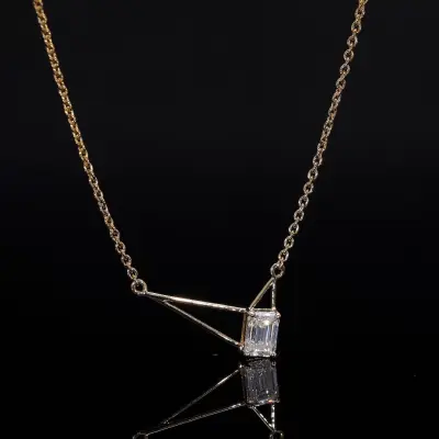 Emerald Cut Lab Grown Diamond Necklace