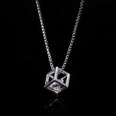 Lab Grown Diamond Round Cube Pendant