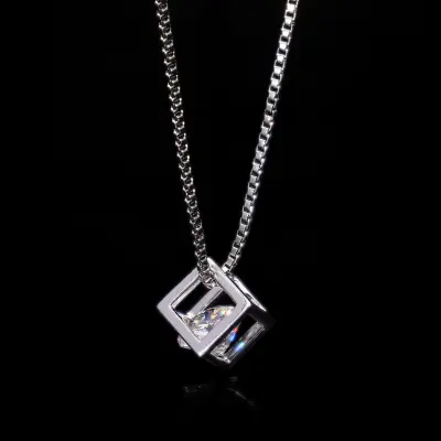 Lab Grown Diamond Round Cube Pendant