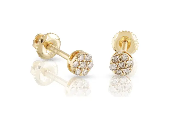 0.11ct Yellow Gold Flower Diamond Earrings by CaratX - CaratX Diamond Earrings Collection