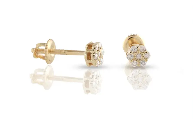 0.44ct Yellow Gold Flower Diamond Earrings by CaratX - CaratX Diamond Earrings Collection