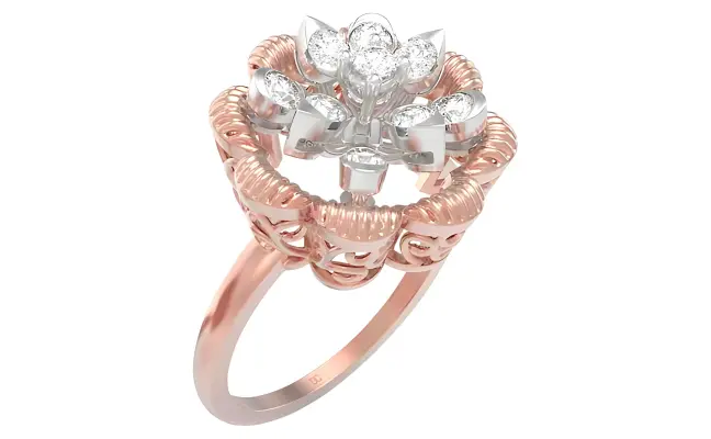 Saraswati Ring (CI. Zaveri) 0.474 CTW 9 PCS VS1 Lab Grown Round Diamond  Ring