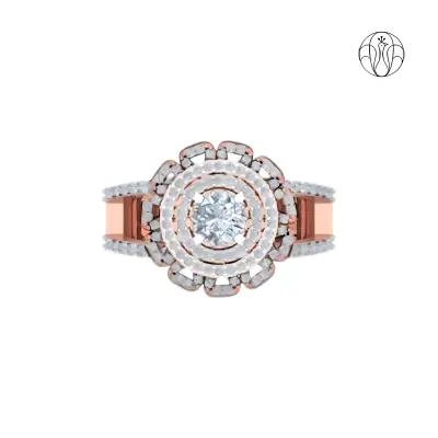 Sharanya Ring (CI. Zaveri)- 1.36 CTW 180 PCS VS1 Lab Grown Round Diamond Statement Design Ring