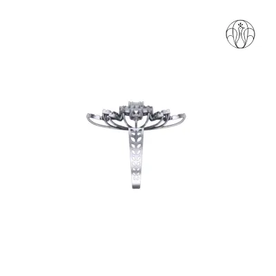 Celestia Ring (CI. Zaveri)- 2.29 CTW 131 PCS VS1 Lab Grown Round Diamond Floral Cluster Ring