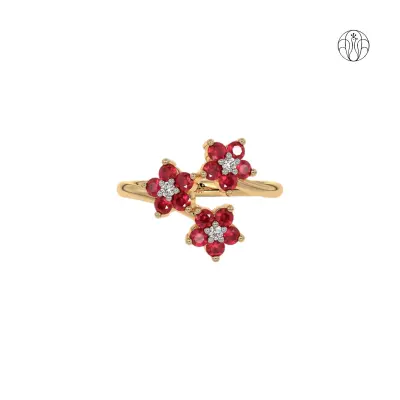 Malika Ring (CI. Zaveri)- 0.045 CTW 3 PCS VS1 Lab Grown Round Diamond Petal Ring