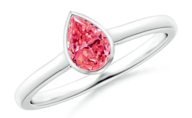 pear Shape Lab Grown Fancy Intense Pink Diamond Engagement Ring