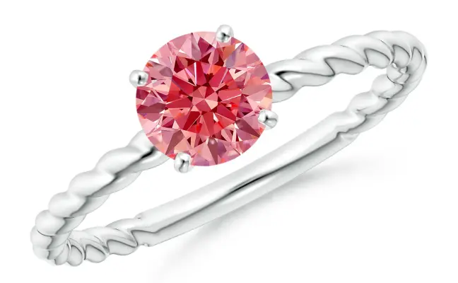 Lab Grown Fancy Intense Pink Diamond Solitaire Engagement Ring