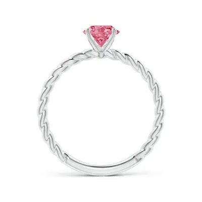 Lab Grown Fancy Intense Pink Diamond Solitaire Engagement Ring