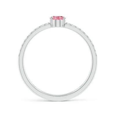 Tilted Pear Lab Grown Fancy Intense PInk Diamod Ring