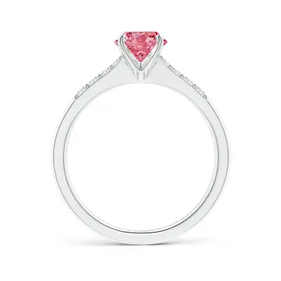 Round Solitaier Lab Grown Diamond Fancy Intense Pink Solitaire Engagement Ring