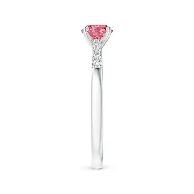 Round Solitaier Lab Grown Diamond Fancy Intense Pink Solitaire Engagement Ring