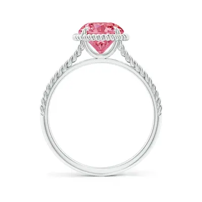 Round Solitaire Lab Grown Pink Dianomd Ring