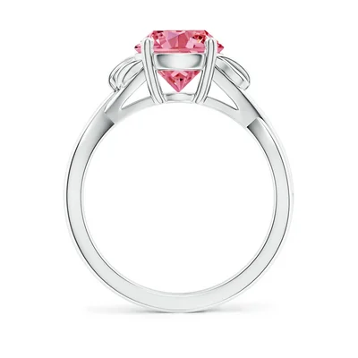 Fancy Intanse Round  Pink Lab Grown Diamond Solitaire Ring