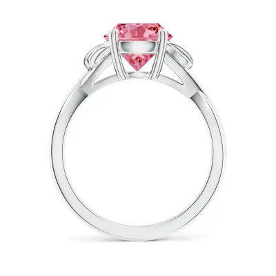 Round Fancy Pink Lab Grown Diamond Solitaire Ring