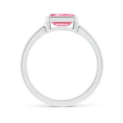 Emerald Shape Fancy PInk Diamond Ring