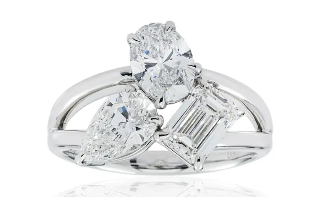 Three Stone Multi Shape Diamond Engagement Ring