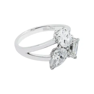 Three Stone Multi Shape Diamond Engagement Ring