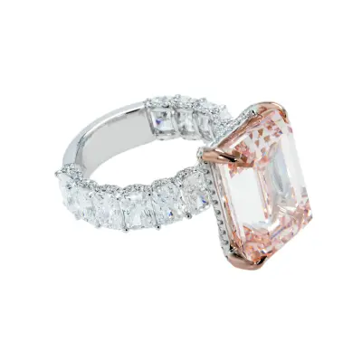 Vivid Pink Emerald Lab Grown Diamond Ring