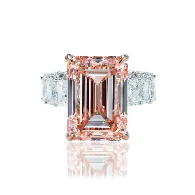 Vivid Pink Emerald Lab Grown Diamond Ring