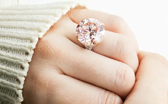 Vivid Pink Round Diamond Ring