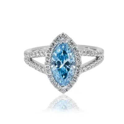 SkyBlue Round Shape Lab Grown Diamond Ring