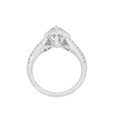 Skyblue Emerald Solitaire Lab Grown Diamond ring