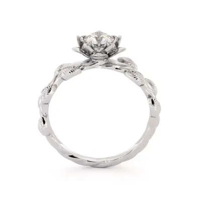 Timeless Leafy Vintage Solitaire Engagement Ring