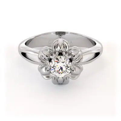 Floral Set Diamond Engagement Ring