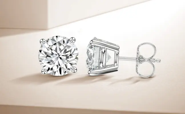 14KT 3.00 Ctw Lab Grown Diamond Classic 4 Prong Studs With Push Back