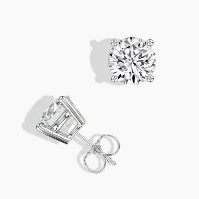 14KT 3.00 Ctw Lab Grown Diamond Classic 4 Prong Studs With Push Back