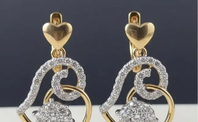 Intertwined Love" 18K Two-Tone Gold Diamond Heart Drop Earrings (0.87ct DWT)