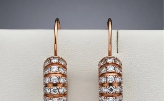 Cylindrical Radiance" 18K Rose Gold & Diamond Eternity Drop Earrings (0.52ct DWT)