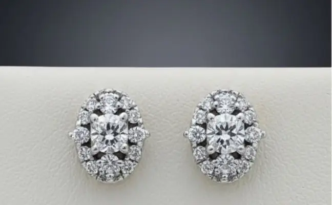 Royal Radiance" 18K White Gold Double Halo Diamond Stud Earrings (0.45ct DWT)